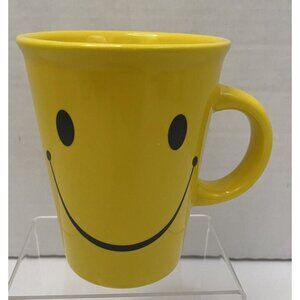 Smiley Happy Face Yellow Coffee Mug Cup 4.5" tall - EUC